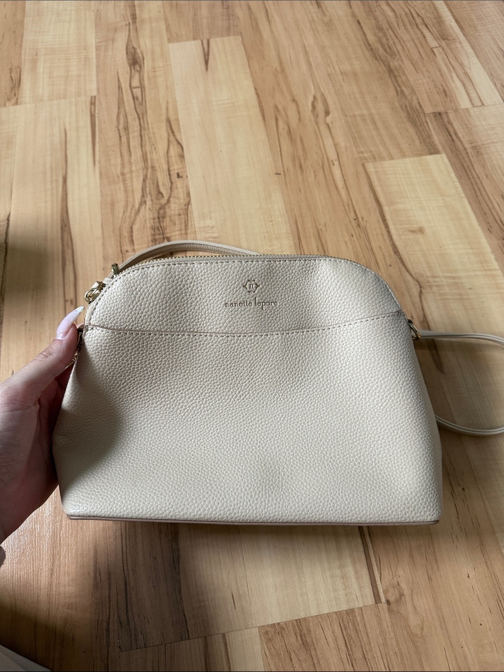 Nanette Lepore Cream Pebbled Leather Crossbody